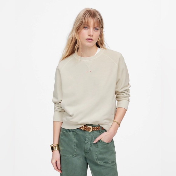 Madewell Cream Garment Dyed Crewneck Sweatshirt Women’s Size XS NEW Pullover - Picture 6 of 6